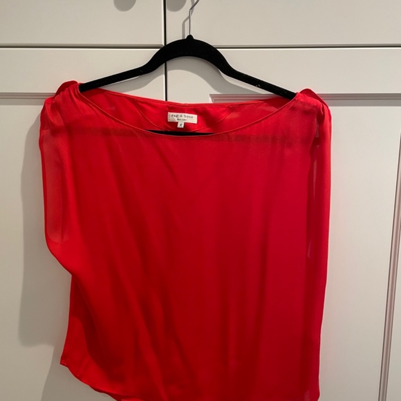 Rag & Bone Cap Sleeve Orange Blouse - Picture 2 of 3